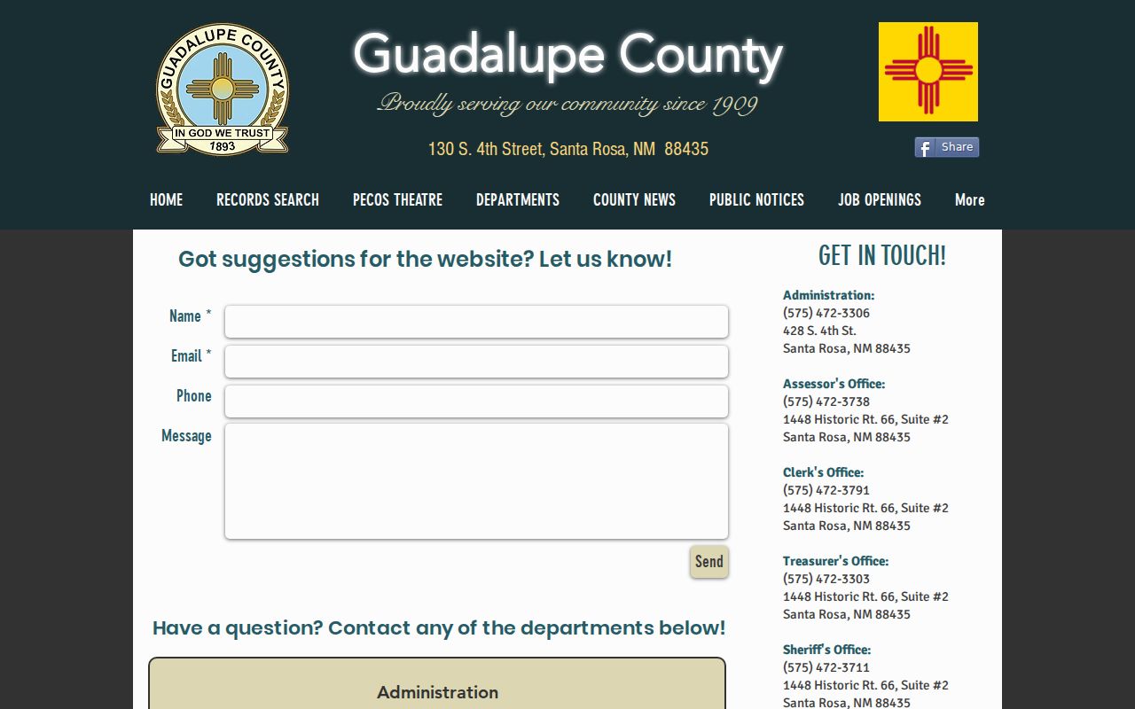 Guadalupe County official department contact information