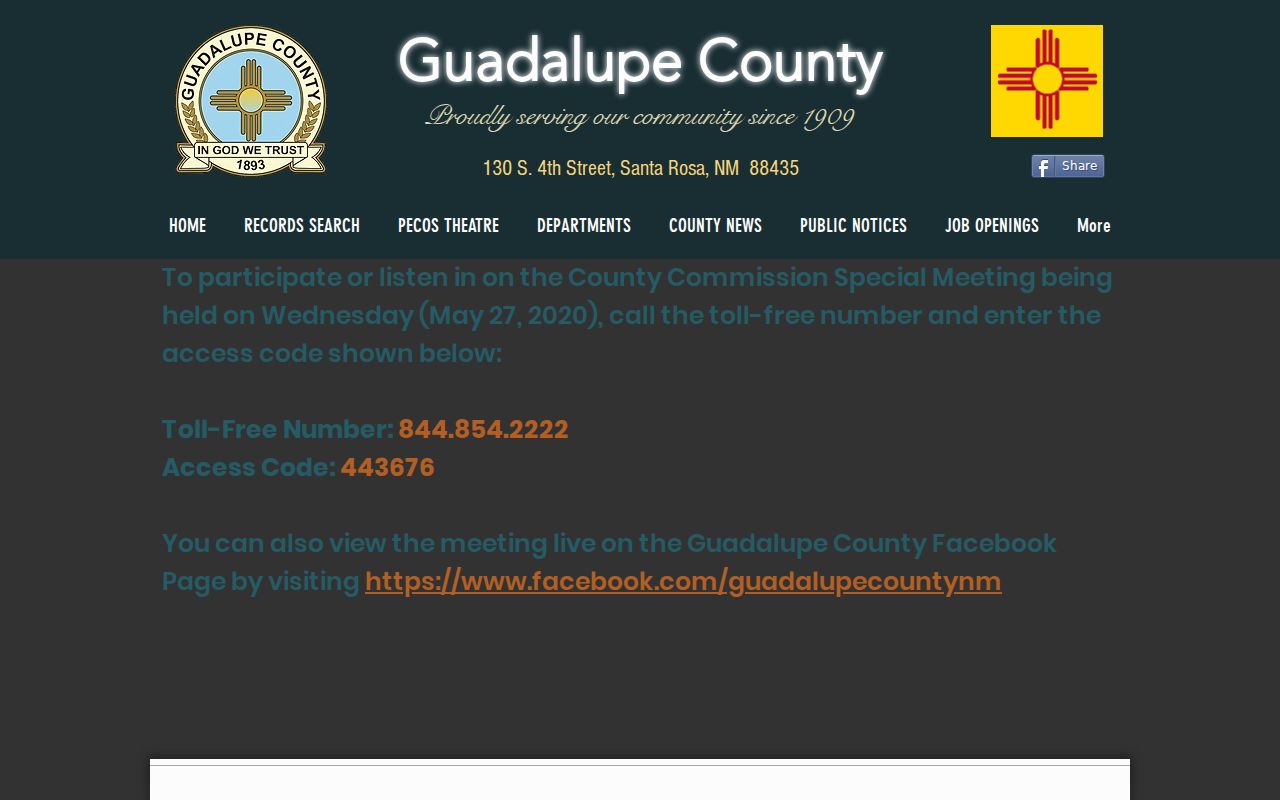 Guadalupe County Sheriff official contact page