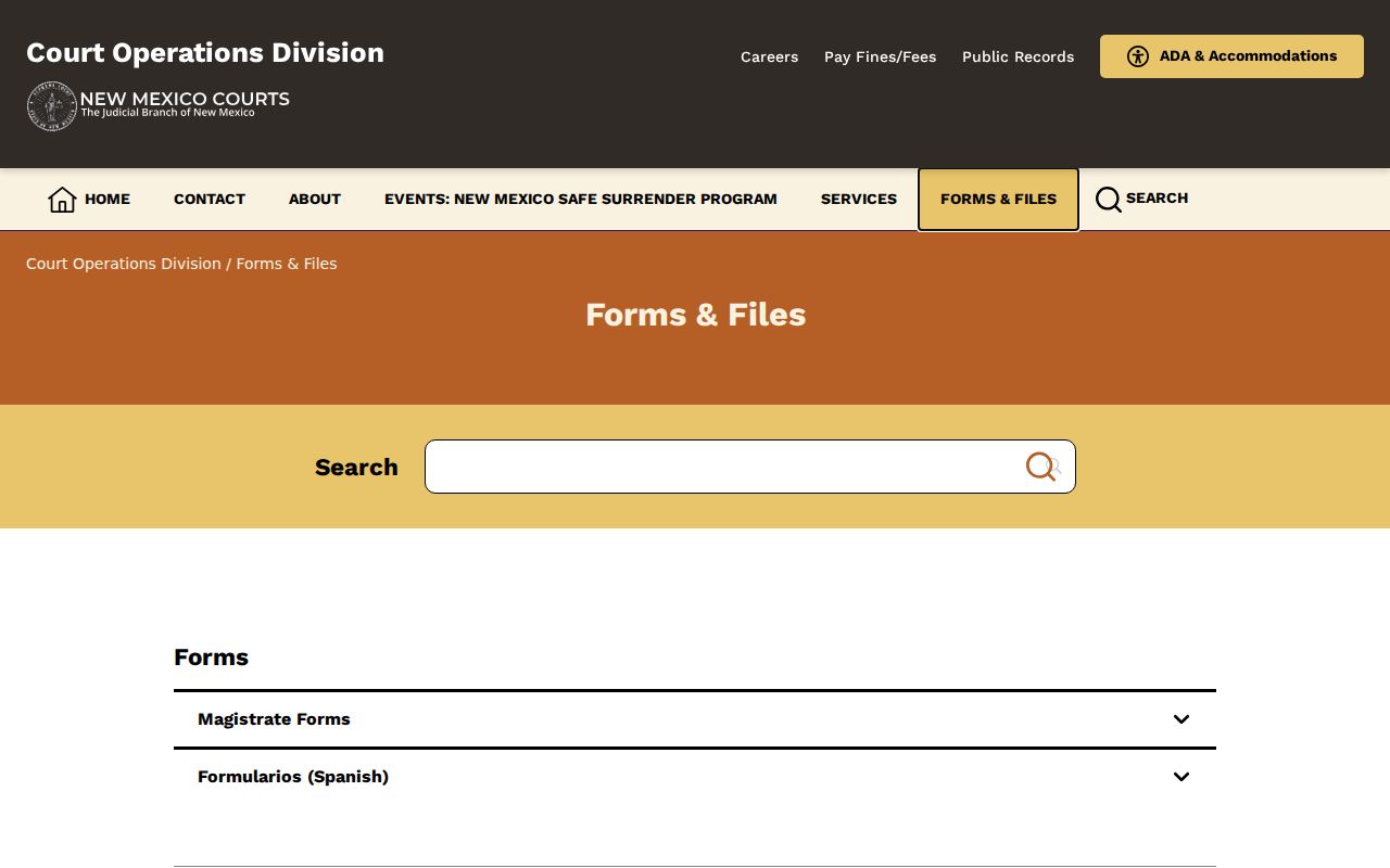 New Mexico court forms catalog showing warrant and rescission forms