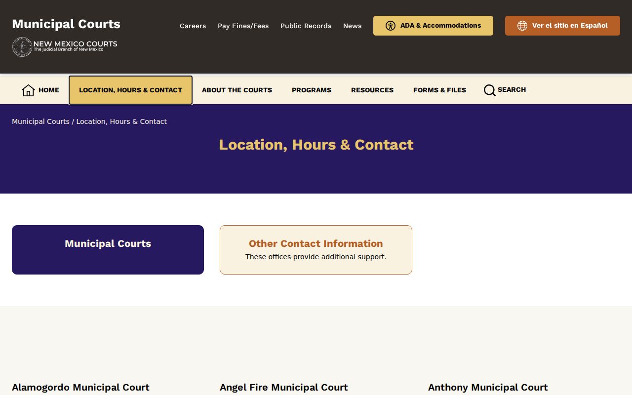 Santa Rosa Municipal Court contact listing