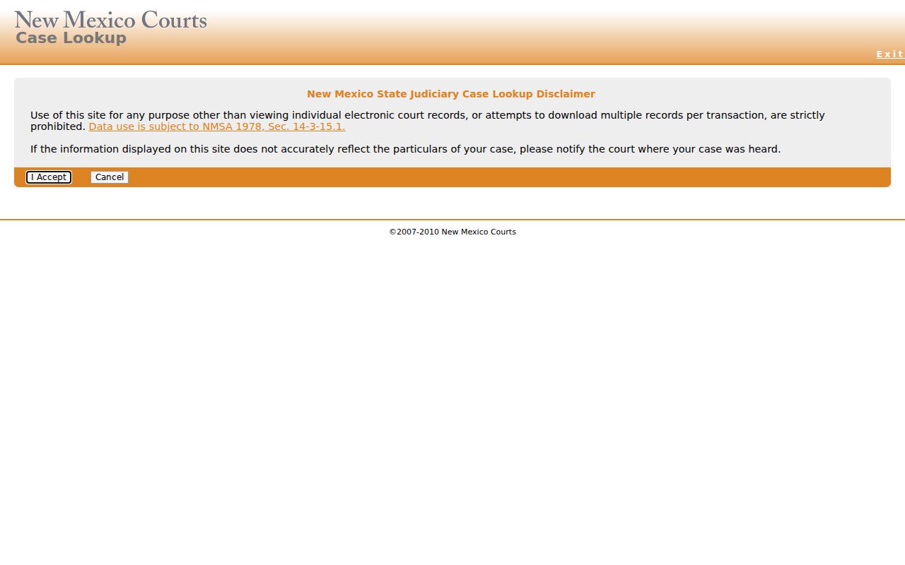 New Mexico Case Lookup public court search interface
